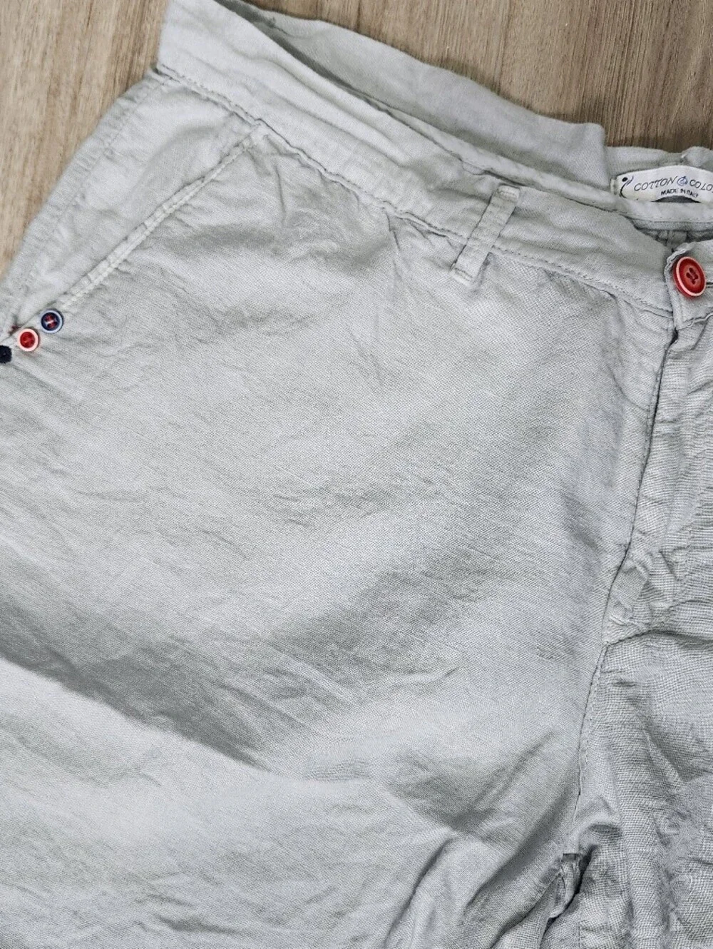 100% Linen Made In Italy Mens Grey Shorts